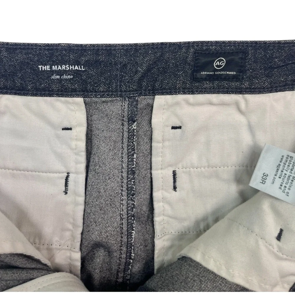 AG Adriano Goldschmied‎ 33x34 Black Heather Marshall Slim Chino Pants Stretch